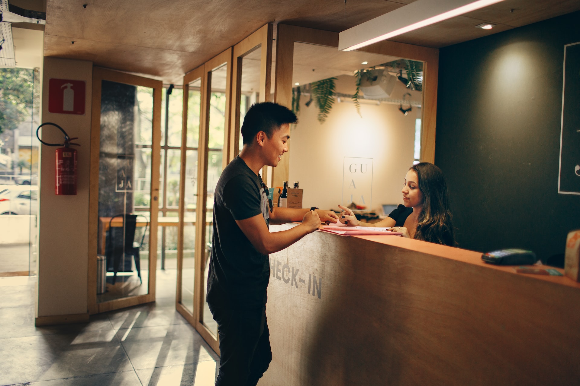 Man visiting reception